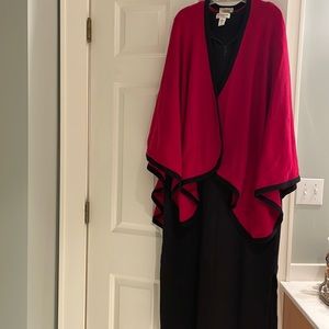 Luscious red and black wool cape